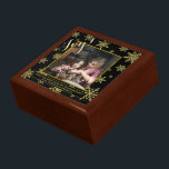 Elegant Black & Gold Holiday Snowflakes Photo Gift Box<br><div class="desc">This beautiful keepsake jewellery box makes a wonderful Holiday gift,  or box for something even more special inside. The elegant design features a black background with festive gold snowflakes surrounding your photo. The caption reads: Joy! There is space for a short message or greeting and your name.</div>
