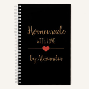 Elegant black gold Homemade with love recipe Notebook