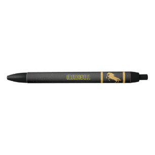 Elegant Black Gold Horse personalized School Ink Pen