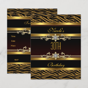 Elegant Black gold Jewel 30th Birthday Invitation