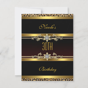 Elegant Black gold Jewel 30th Birthday Invitation
