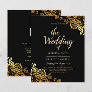 Elegant Black Gold Lace Modern Wedding 
