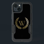 Elegant Black Gold Laurel Wreath Monogram<br><div class="desc">Travel in style with this elegant phone case that features your monogram in faux gold framed by a matching gold laurel wreath on a black background. Designed by Susan Coffey.</div>