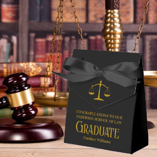 Elegant Black Gold Law School Graduation Party Favor Box