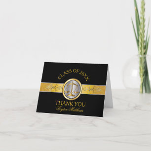 Elegant Black Gold Law School Graduation Thank You
