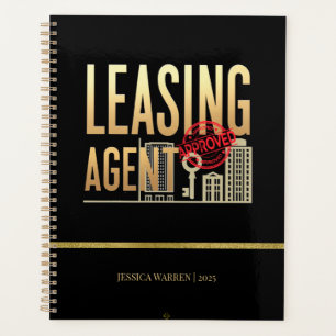 Elegant Black Gold Leasing Agent – Personalized Planner
