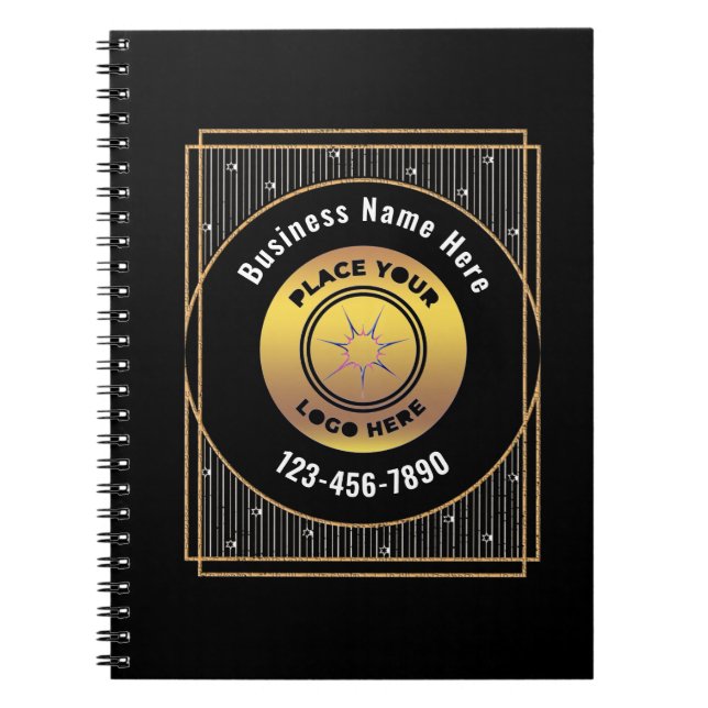 Elegant Black Gold Logo Business Personalize  Notebook (Front)