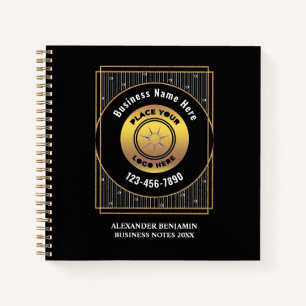 Elegant Black Gold Logo Business Personalize Notebook