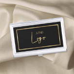 Elegant Black & Gold Logo Chic Simple Business Card Holder<br><div class="desc">Display your business cards in style with this elegant black and faux gold business card case design. Featuring space for your logo on black background with a gold colour border. Perfect to store and cary your business cards when on-the-go.</div>