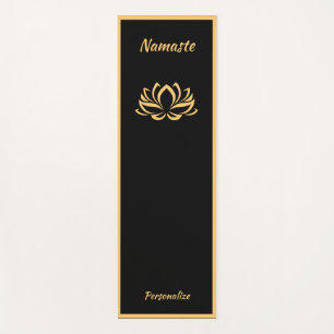 Elegant Black Gold Lotus Flower Zen Yoga Namaste Mat