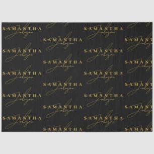 Elegant Black & Gold Luxury Signature Script  Tissue Paper