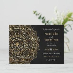 Elegant Black Gold Mandala Floral Design