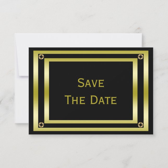 Elégant Black & Gold Man's 35th Save The Date (Devant)