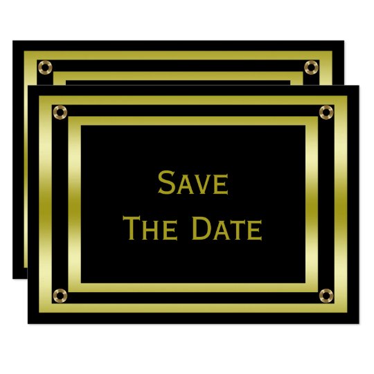 Elegant Black & Gold Man's 60th Save The Date Card