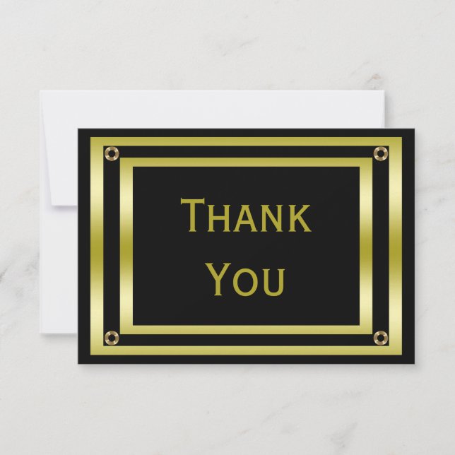 Elegant Black & Gold  Man's Thank You (Front)