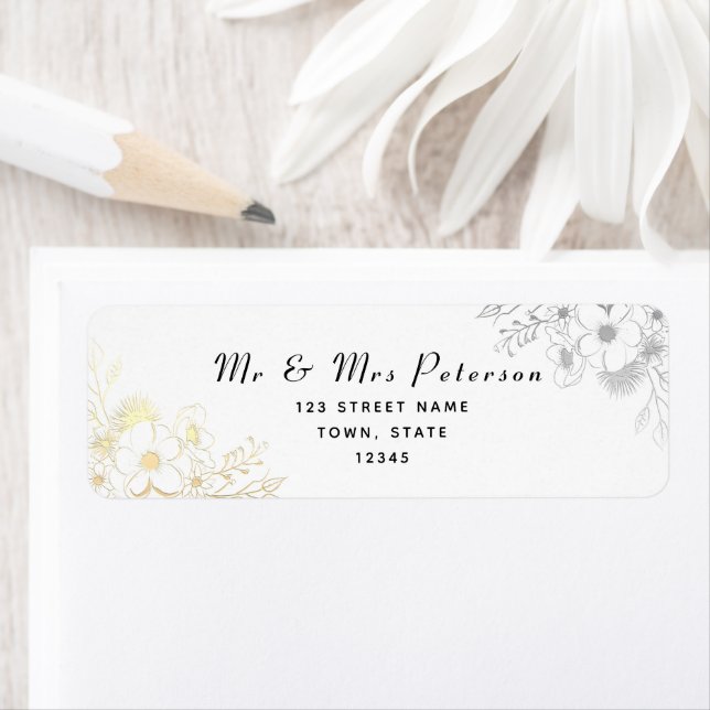 Elegant Black Gold Mariage Adresse de retour (En situation)