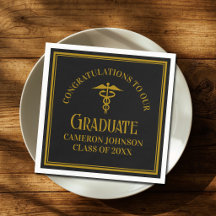 Elegant Black Gold Medical School Graduation Party