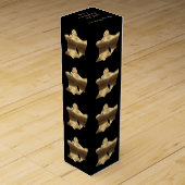 Elegant Black Gold Merry Christmas Bells Pattern Wine Box (Back)