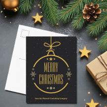 Elegant Black Gold Merry Christmas Custom Business