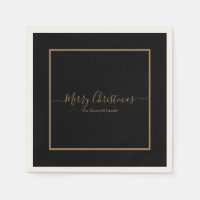 Elegant black gold Merry Christmas family name
