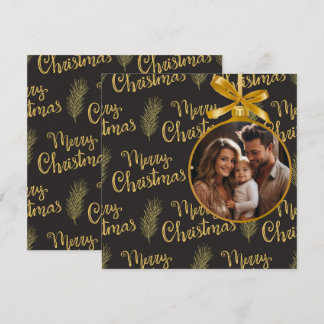 Elegant Black&Gold "Merry Christmas" Personalized Holiday Card