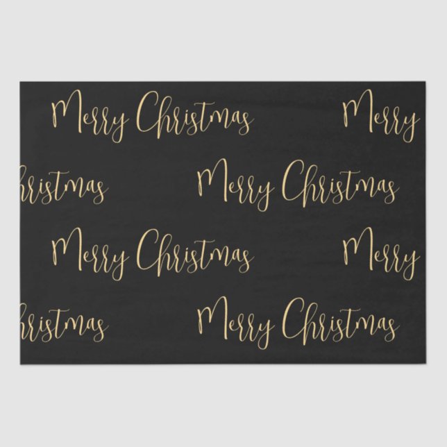 Elegant Black Gold Merry Christmas  Tissue Paper (Front)