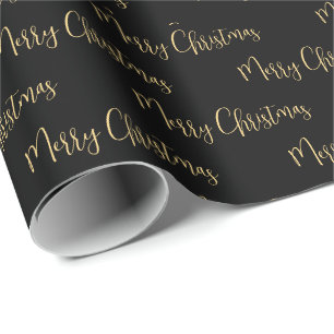 Elegant Black Gold Merry Christmas Wrapping Paper