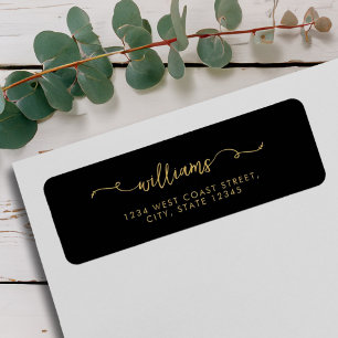 Elegant Black Gold Minimalist Script Name