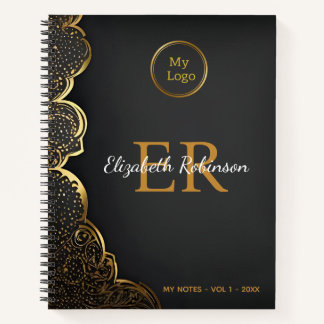 Elegant Black gold modern Chic business logo Notebook