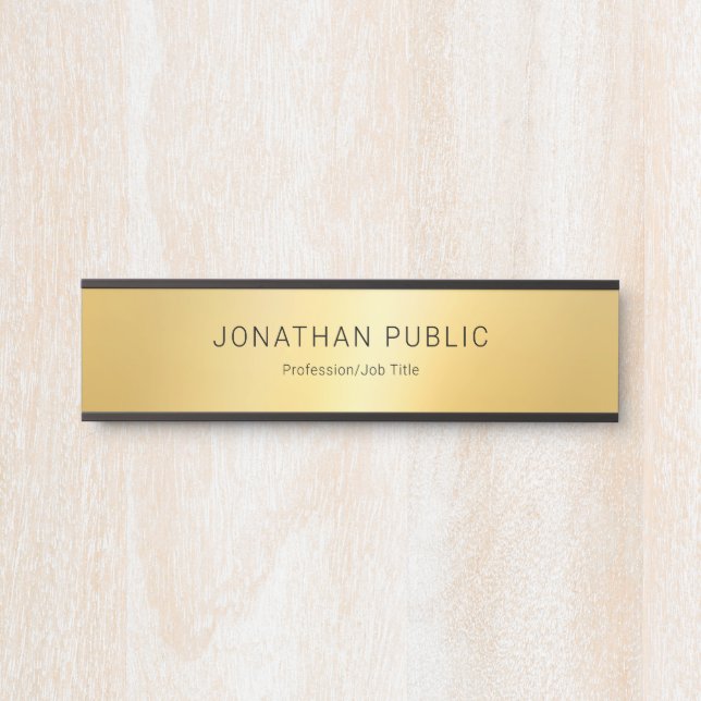 Elegant Black Gold Modern Glamour Template Door Sign (Front)