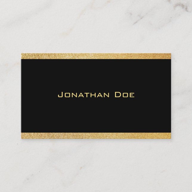 Elegant Black Gold Modern Minimalistic Template Business Card (Front)