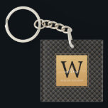 Elegant Black Gold Modern Monogram Initial Script Keychain<br><div class="desc">Elegant Black Gold Modern Monogram Initial Script Keychain. Features a luxury black and gold diamond pattern background.</div>