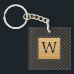 Elegant Black Gold Modern Monogram Initial Script Keychain<br><div class="desc">Elegant Black Gold Modern Monogram Initial Script Keychain. Features a luxury black and gold diamond pattern background.</div>