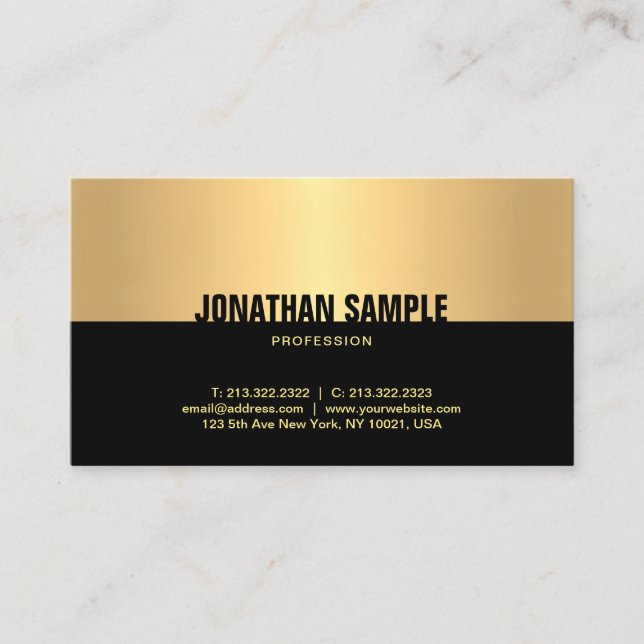 Elegant Black Gold Modern Sophisticated Template Business Card (Front)