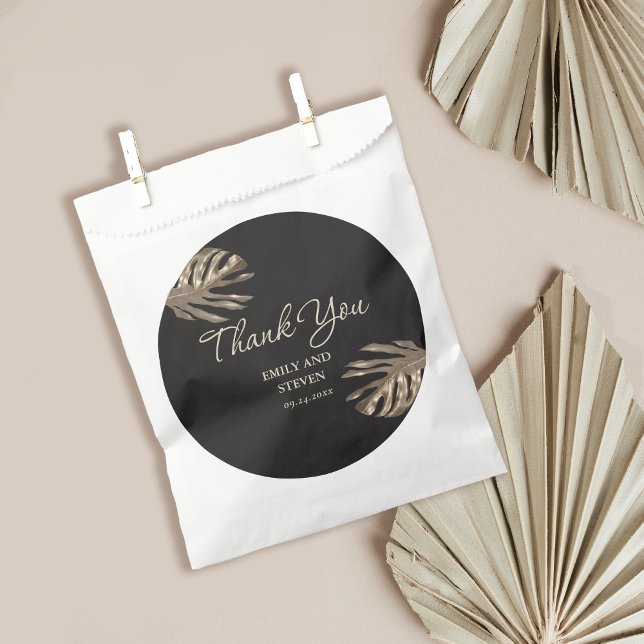  Elegant Black Gold Modern Thank You Wedding Favour Bag (Creator Uploaded)