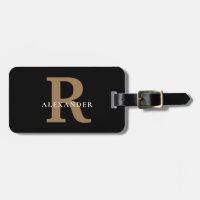 Elegant Black Gold Monogram Bold Typography Name