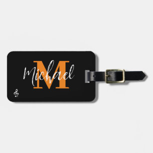 Elegant Black Gold Monogram for musician Luggage Tag