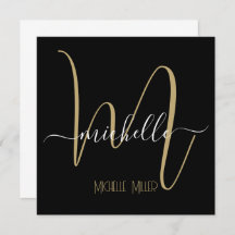 elegant black gold monogram initial business name
