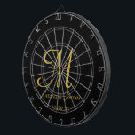 Elegant Black Gold Monogram Initial Name Custom Dartboard<br><div class="desc">Elegant Black and Gold Monogram Initial Name Custom Dart Board</div>