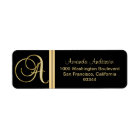 Elegant Black Gold Monogram Letter 'A' Return