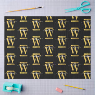 Elegant Black & Gold Monogram Modern Script Tissue Paper