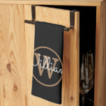 Elegant Black Gold Monogram Script Kitchen Towel<br><div class="desc">Classic black and gold monogram kitchen towel. You can personalize the name,  monogram and customize the font and colours to create your own unique design. Designed by Thisisnotme©</div>