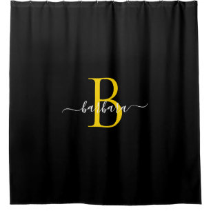 Elegant Black Gold Monogram Script Name