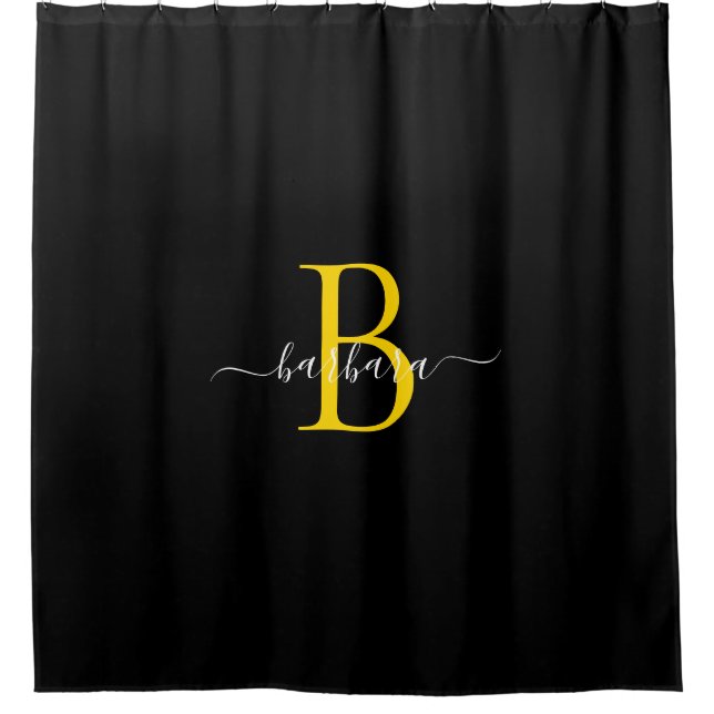 Elegant Black Gold Monogram Script Name (Front)