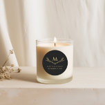 Elegant Black & Gold Monogram Wreath Wedding Favou Classic Round Sticker<br><div class="desc">Celebrate in style with these elegant and very trendy wedding stickers. The design is easy to personalize with your own monogram initial, names and wedding date and your guests will be thrilled when they receive these fabulous favour stickers. If you would like any matching items, please contact us and we...</div>