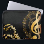 Elegant black gold Music Note Laptop Sleeve<br><div class="desc">Music Note Luxury design. You are welcome to visit my store for more beautiful products.</div>