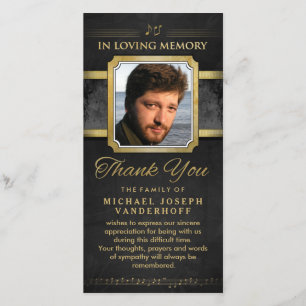 Elegant Black Gold Music Notes Memorial Thank You