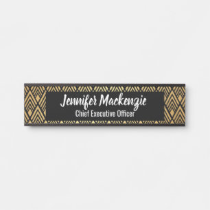 Elegant Black Gold Name Plate Art Deco Door Sign