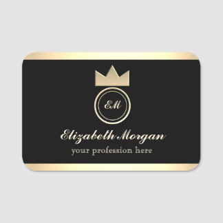 Elegant Black Gold Name Tag