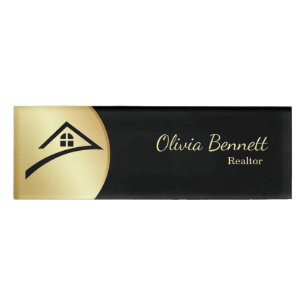 Elegant Black & Gold Name Tag